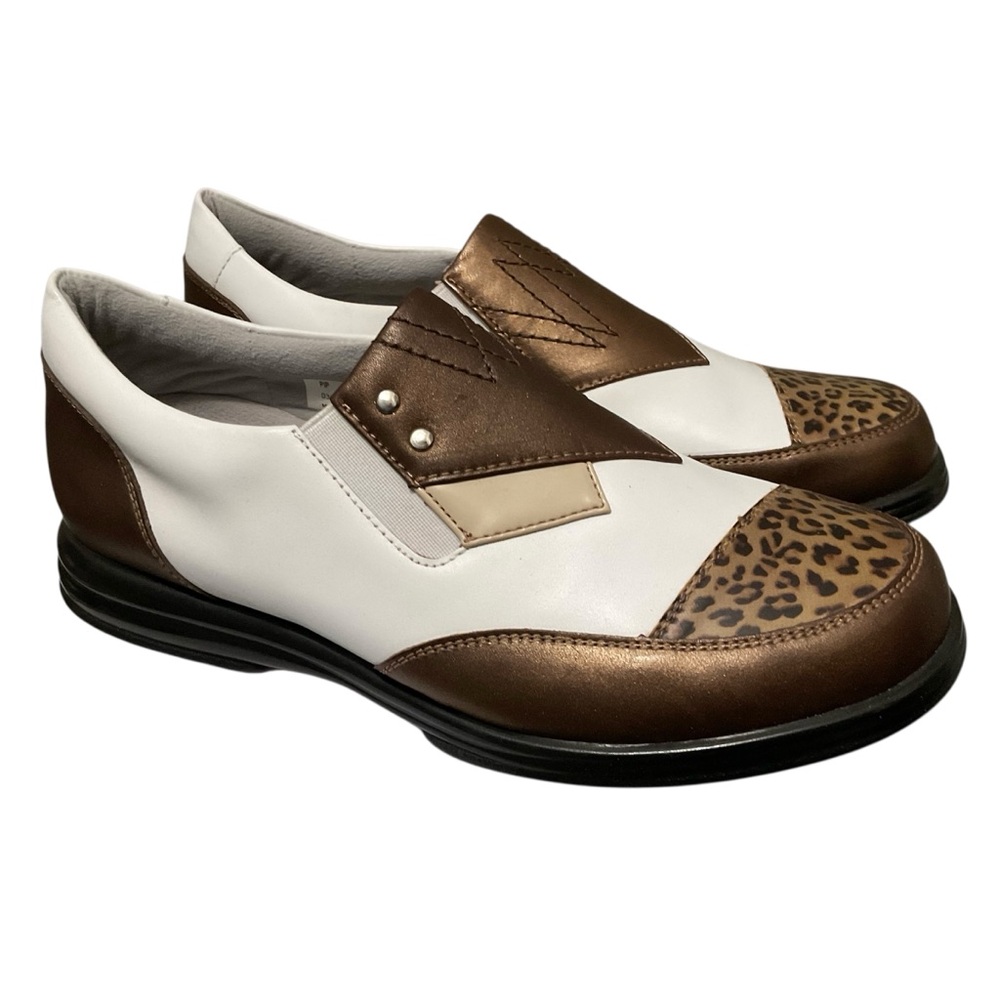 SANDBAGGERS Golf Shoes PIP Pecan Contour Fit Womens Size 7 Leopard Tip Like New